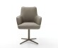 Chaise-pivotante Heira-Flex avec accoudoirs cuir de vache couleur boue pied de chaise 4 branches aspect titane pivotement sur 360° ressorts ensachés 1